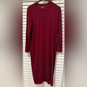 GAP Deep Red Long Sleeve Dress